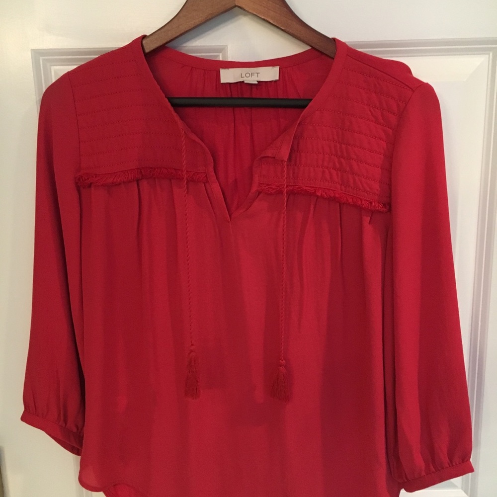 Loft 3/4 sleeve red blouse EUC